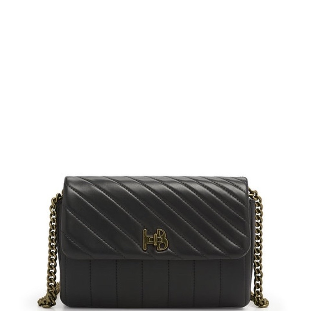 Henri Bendel Black 712 Wallet Crossbody Shoulder RARE HB Logo Closure Quilted